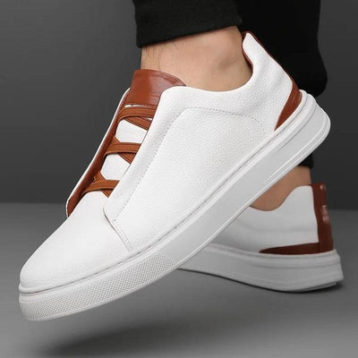 Men Leather Sneakers with Cushioned Insoles and Italian Design Accents