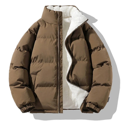 Men's Winter Puffer Jacket with Sherpa-Lined Interior and Lightweight Insulation