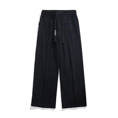 Men Corduroy Pants with Drawstring Waistband and Straight Leg Fit