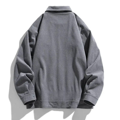 Men's Corduroy Jacket with Ribbed Texture and Button Front