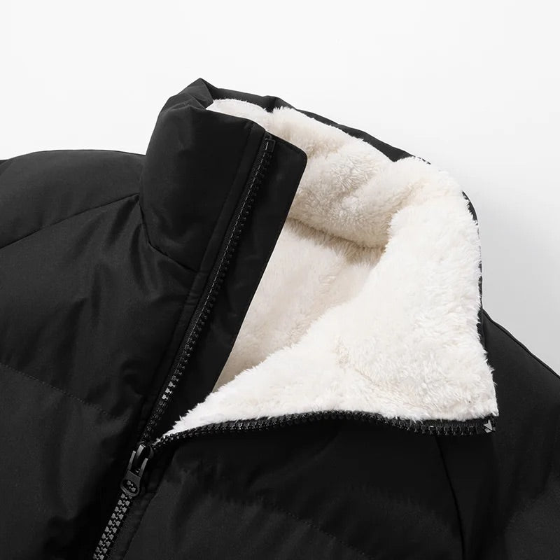 Men's Winter Puffer Jacket with Sherpa-Lined Interior and Lightweight Insulation