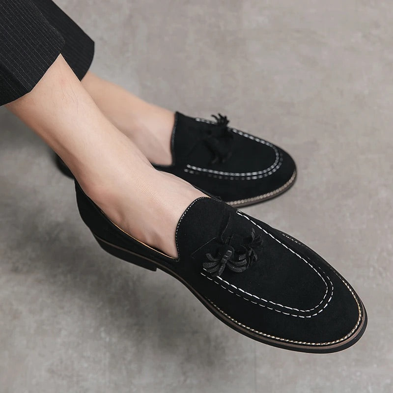 Men Suede Loafers with Tassel and Cushioned Sole