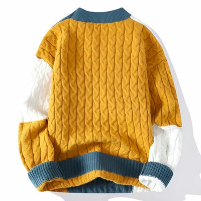 Men Knitted Sweater with Italian Patchwork Design