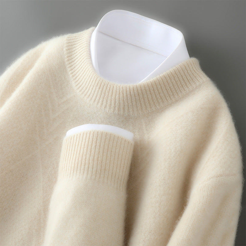 Men's Lightweight Cashmere Sweater with Subtle Arrow Pattern