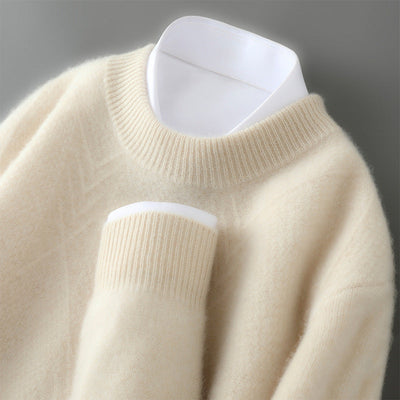 Men's Lightweight Cashmere Sweater with Subtle Arrow Pattern