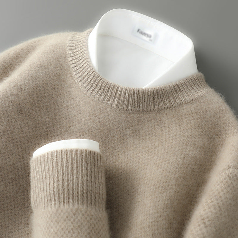 Men's Brushed Cashmere Blend Sweater with Relaxed Fit
