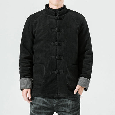 Men's Corduroy Jacket with Toggle Closures and Quilted Lining