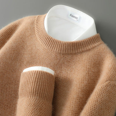 Men's Brushed Cashmere Blend Sweater with Relaxed Fit
