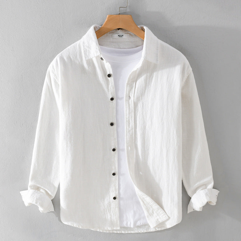 Men's Linen Shirt with Silky-Soft Hand Feel and Sharp Tailored Fit