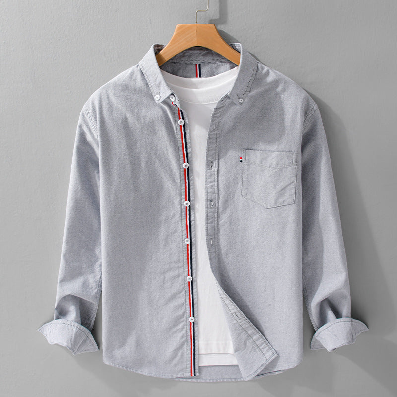 Men's Linen Shirt with Tricolor Placket and Tailored Fit