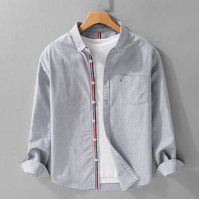 Men's Linen Shirt with Tricolor Placket and Tailored Fit