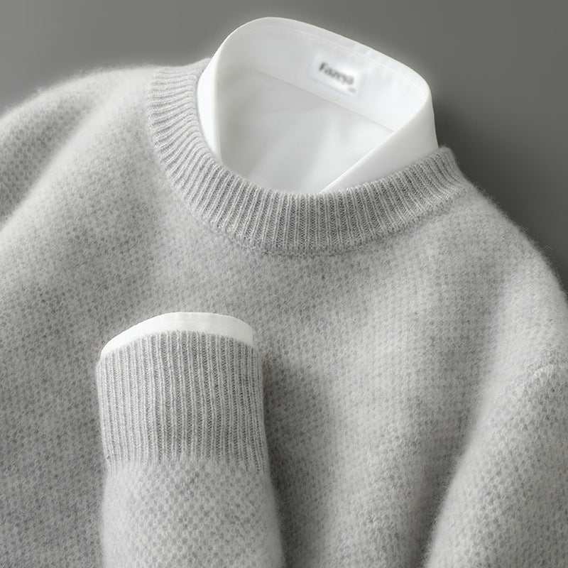 Men's Brushed Cashmere Blend Sweater with Relaxed Fit