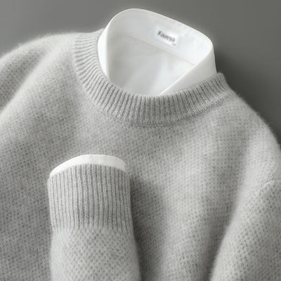 Men's Brushed Cashmere Blend Sweater with Relaxed Fit