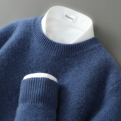 Men's Brushed Cashmere Blend Sweater with Relaxed Fit