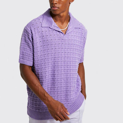 Men’s Polo Shirt Open-Knit Lightweight Breathable With Lay-Down Collar