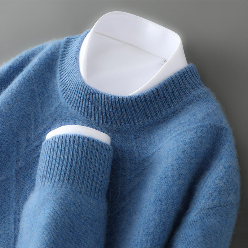 Men's Lightweight Cashmere Sweater with Subtle Arrow Pattern
