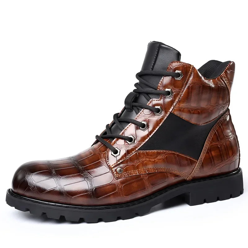 Ferrand Crocodile Style Leather Boots