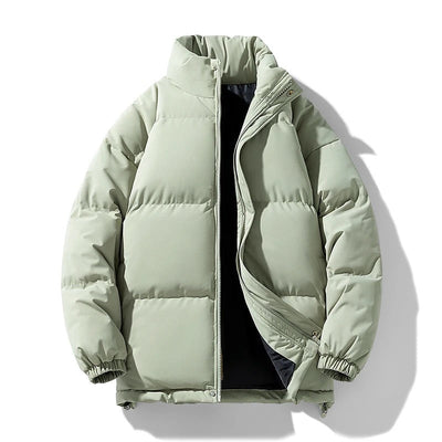 Men's Winter Puffer Jacket with High-Neck Collar and Lightweight Insulation