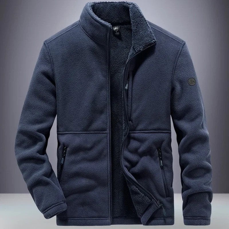 Men's Winter Zip Jacket with Quilted Lining and Side Pockets