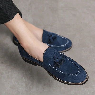 Men Suede Loafers with Tassel and Cushioned Sole