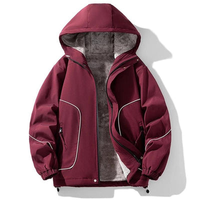 Men's Winter Padded Jacket with Sherpa Lining and Adjustable Waist