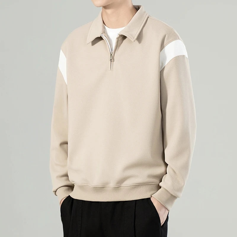 Men's Quarter-Zip Sweater with Contrast Collar