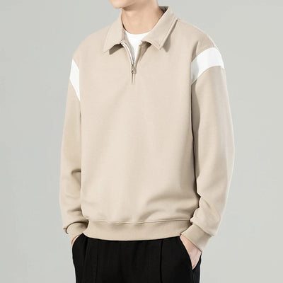 Men's Quarter-Zip Sweater with Contrast Collar