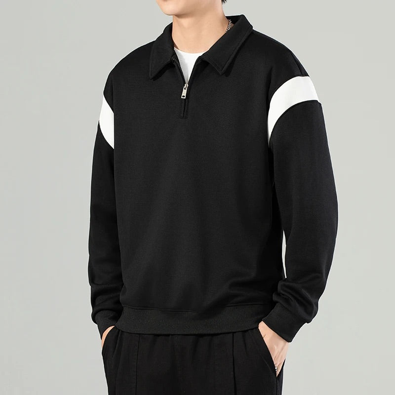 Men's Quarter-Zip Sweater with Contrast Collar