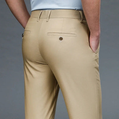 Men Straight Leg Stretch Dress Pants with Italian Detailing