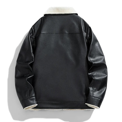 Men's Winter Aviator Jacket with Sherpa Lining and Laydown Collar