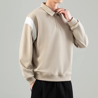 Men's Quarter-Zip Sweater with Contrast Collar