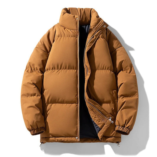 Men's Winter Puffer Jacket with High-Neck Collar and Lightweight Insulation