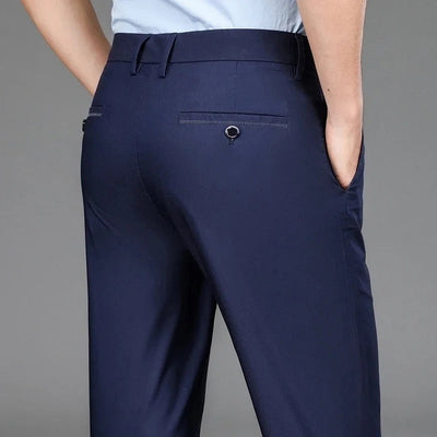 Men Straight Leg Stretch Dress Pants with Italian Detailing