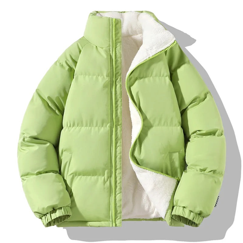 Men's Winter Puffer Jacket with Sherpa-Lined Interior and Lightweight Insulation