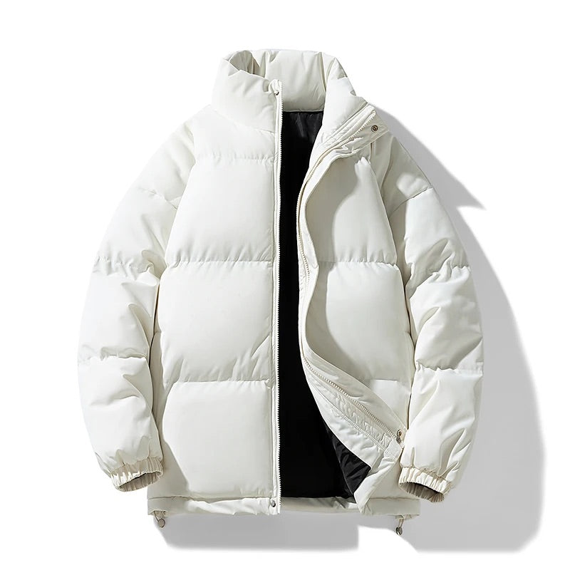 Men's Winter Puffer Jacket with High-Neck Collar and Lightweight Insulation