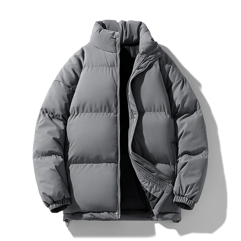Men's Winter Puffer Jacket with High-Neck Collar and Lightweight Insulation