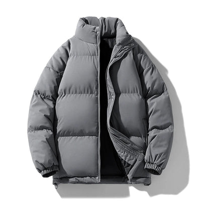 Men's Winter Puffer Jacket with High-Neck Collar and Lightweight Insulation