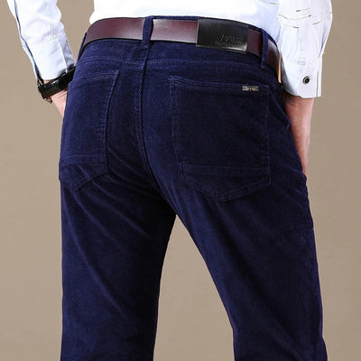 Men Corduroy Trousers with 4-Way Stretch and Wide-Wale Texture