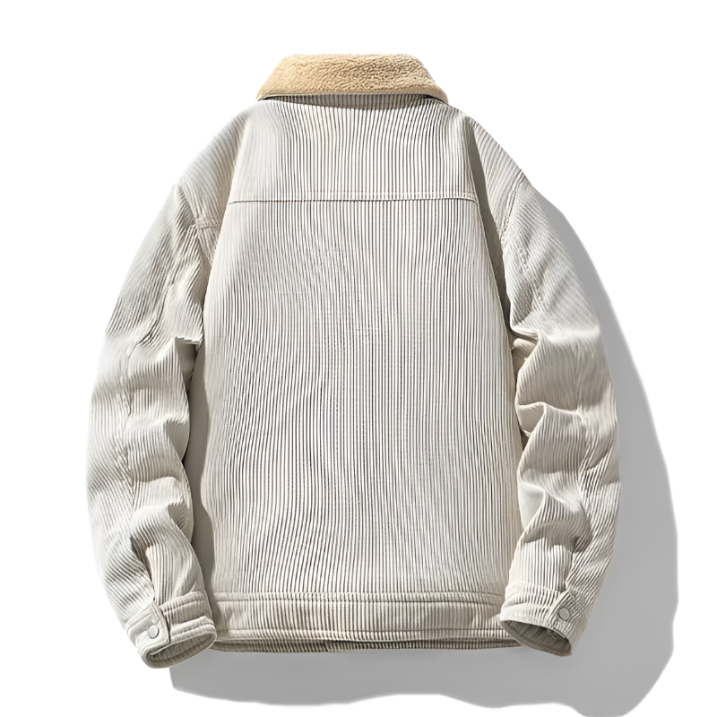 Men's Corduroy Jacket with Sherpa Lining and Wide-Wale Texture