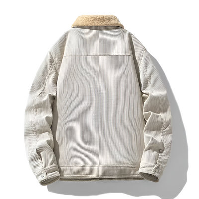 Men's Corduroy Jacket with Sherpa Lining and Wide-Wale Texture