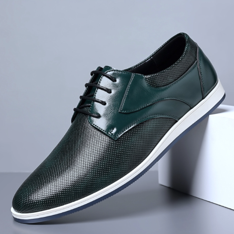 Men's Leather Accent Sneakers with Cushioned Sole