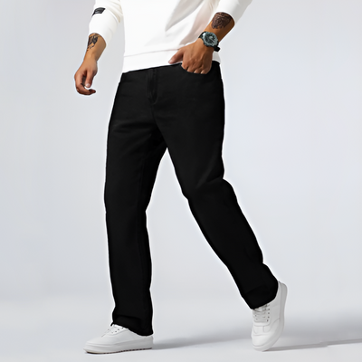Men Regular Fit Denim Trousers with 4-Way Stretch