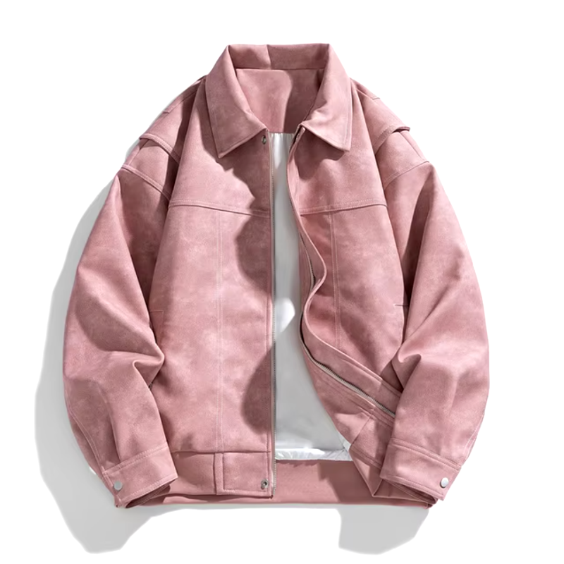 Men's Winter Aviator Jacket in Italian Vegan Leather with Turn-Down Collar