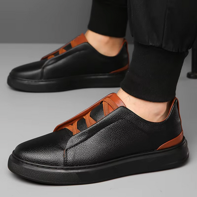 Men Leather Sneakers with Cushioned Insoles and Italian Design Accents