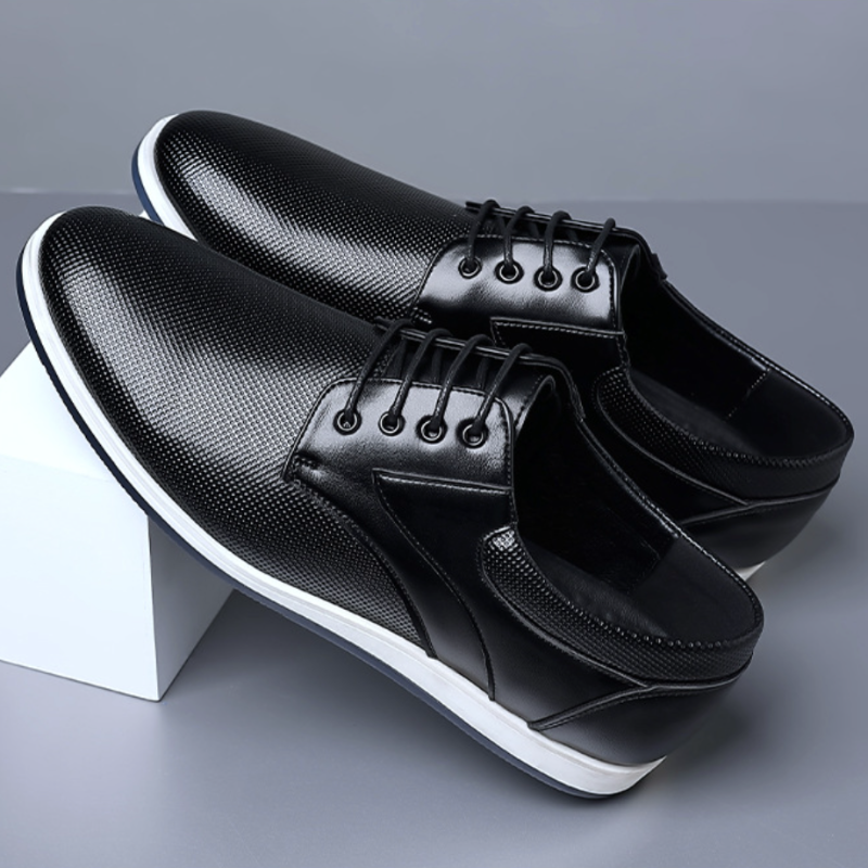 Men's Leather Accent Sneakers with Cushioned Sole