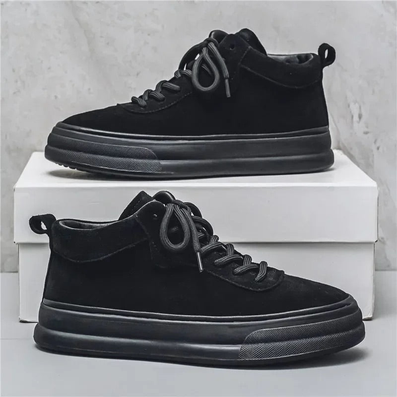 Men's High-Top Suede Sneakers with Slip-On Design and Cushioned Footbed