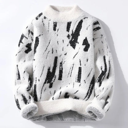 Men's Italian-Motif Cotton-Blend Crewneck Sweater