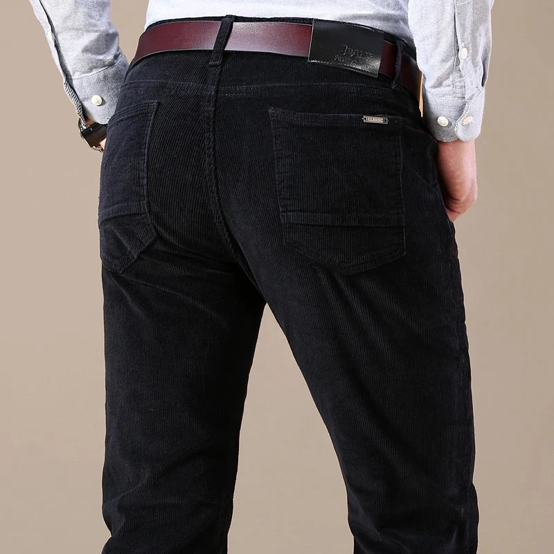 Men Corduroy Trousers with 4-Way Stretch and Wide-Wale Texture
