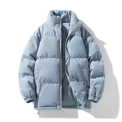 Men's Winter Corduroy Quilted Puffer Jacket with Insulated Padding