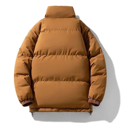 Men's Winter Puffer Jacket with High-Neck Collar and Lightweight Insulation